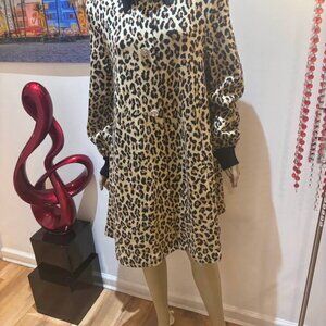 St John animal print tiger cheetah coat wool long jacket topper 12 Large embelli